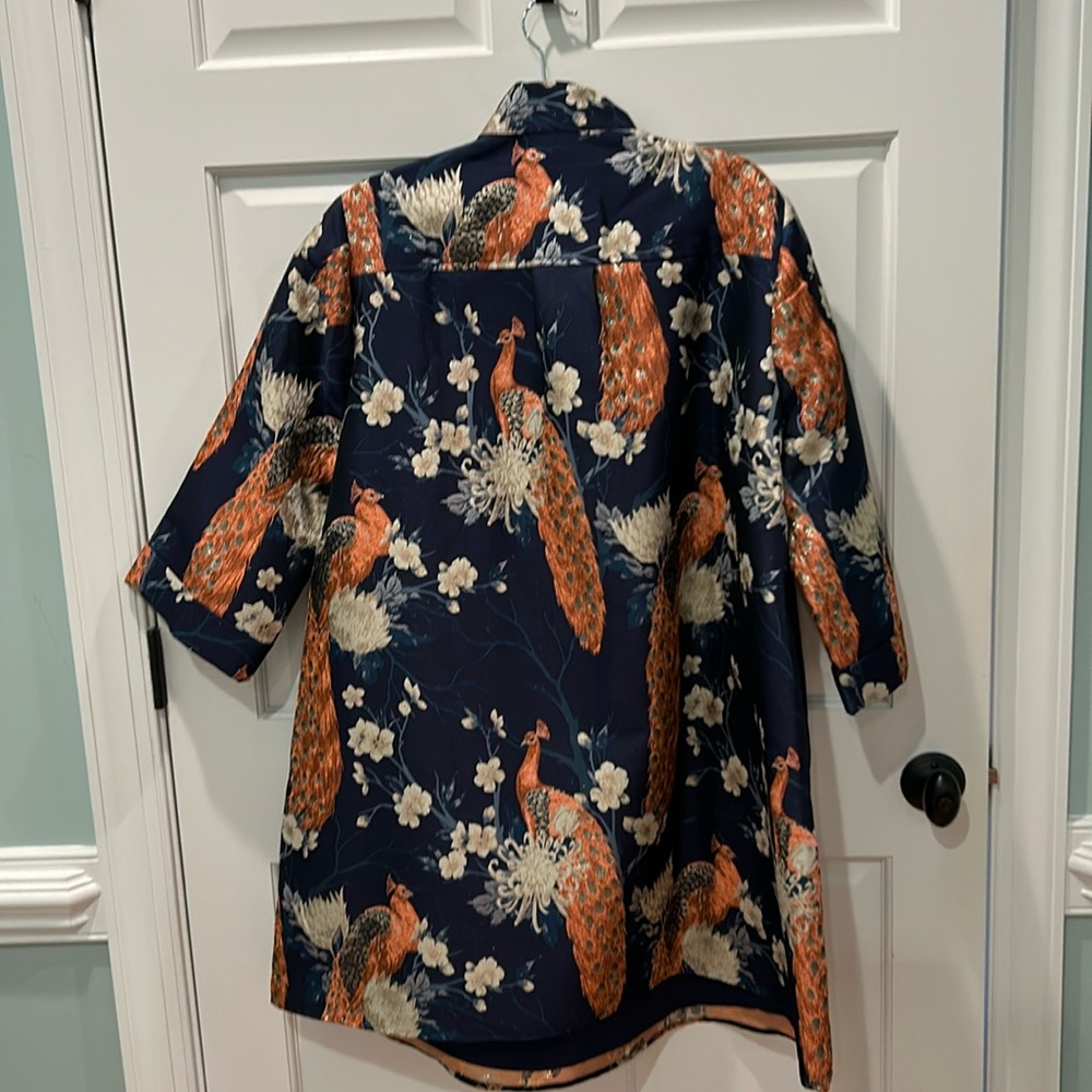 Tuckernuck Navy and Orange Peacock Mini Dress